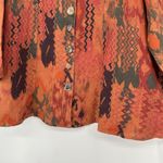 Vintage CMC Boho Western Linen Button Up Shirt Orange Southwestern Art Sz S Photo 3