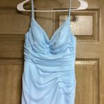 Azazie Deandra Sky Blue Chiffon Spaghetti Strap Cowl Neck Formal Dress Size 2 Photo 2
