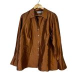 Worthington NWT  Silk Shantung Button Down Womens 20W Brown Glam Corpcore Career Photo 1