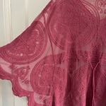 Red Asymmetrical Tie Front Bell Sleeve Tunic Size L Photo 1