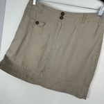 Cynthia Rowley 100% Linen Cargo Skirt Ss 8 Taupe Tan Pockets Photo 4
