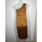 Baltic Born  Celia One Shoulder Dress Large L Bronze Satin Midi Photo 2