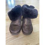 UGG  Womens Bailey Button Metallic Logo Brown Sheepskin Ankle‎ Snow Boots Size 7 Photo 2