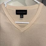 Premise Cream V-Neck Sweater with Ribbed Design Photo 1