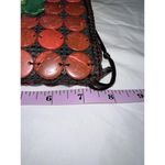 Rasta Boho Wood Beaded Disc Crossbody Bag Multicolor Flower Accent Handmade Brown Photo 10