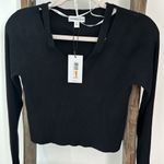 Calvin Klein Cropped Rib-Knit Cut-Out V-Neck Top Photo 4