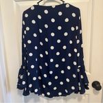 Sail To Sable  Navy Polka Dot Ruffle Sleeve Blouse Size Medium Photo 2