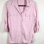 J. McLaughlin  Pink Nylon Roll Tab Sleeve Top‎ Photo 0