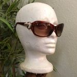 Y2K It Girl Baddie Cyber Vixen Trendy Streetwear Brown Ring Cut out sunglasses gold bedazzled Grunge Gorpcore Oversize Round Photo 3