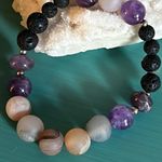 4 Piece Collection Amethyst Jasper Agate Multi Gemstone Bead Stretch Bracelets Brown Photo 5