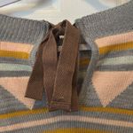 Full Circle Cropped Striped Sweater W/ Tie Back Neck NWT Size Small Gray Photo 3