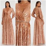 Mac Duggal  5509 SEQUINED WRAP OVER 3/4 SLEEVE GOWN Photo 1