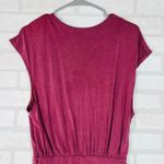 Free People Berry Pink Ruched Waist Faux Wrap V Neck Cap Sleeve Mini Dress S Photo 6
