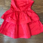 New With Tags Tiered Poplin Ruffle Mini Dress Size Medium Party Flirty Coquette Red Photo 4