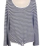 J.CREW FACTORY dark navy and white striped sweater with front tie. Size XL. EUC Blue Photo 0