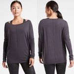 Athleta  Essence Flow Top Boatneck Long Sleeve in Spring Night Dark Gray Size XS Photo 1