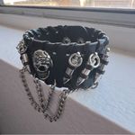 None Skull and chain faux leather bracelet, adjustable Photo 6
