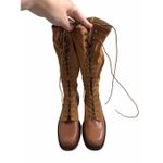 Free People  Trickum Tall Boot in Whiskey Size 7.5US Lace Up Block Heel $298 Photo 2