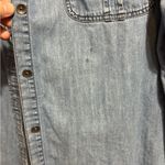 American Eagle Oversized Floral Embroidered Denim Button-up Shirt Jacket sz L Photo 12