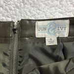Jun & Ivy  size small olive green vegan faux leather mini skirt side pockets Photo 4