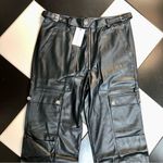 We Wore What NWT  Black Vegan Leather Utility Cargo Pants Jogger Moto Grunge 90s 31 Photo 5