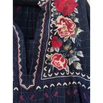 Johnny Was Workshop Embroidered Floral Tunic Dress Navy Blue Silver Size Small Photo 4