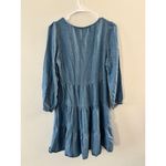 Casa Cabana Womens Chambray Dress XS Cowgirl Western Tiered Boho Long Sleeve Blue Photo 5