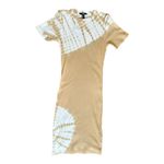 Forever 21  small nwt beige white tie-dye bodycon mini t-shirt dress short sleeve Photo 3