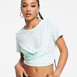 Nike Womens Dri-FIT One Luxe Twist Front Short Sleeve Top Athletic Mint Green 1X Photo 0