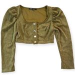 ZARA Corduroy Puff Sleeve Crop Top Photo 0