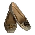 Michael Kors Fulton Leather Bling Metallic Gold Flats Shoes size 7.5 Photo 1