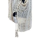 Boutique Womens Lacey Knit Crocheted Pullover Poncho Sweater Coverup Tan OS Photo 7