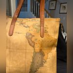 Alviero Martini 1ª Classe Vintage Geo Classic Tote/Shoulder Bag Map Print Tan Photo 9
