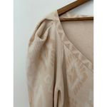 NWOT Anna Cate Sweatshirt Cotton Blend Cream Beige Ikat Poof Sleeve Medium Tan Photo 4