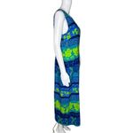 Kathie Lee Dress Women 10 Blue Green Floral‎ Midi Dress Tropical Vacation Cruise Photo 1