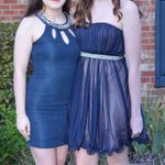 Sequin Hearts Navy Blue Strapless Homecoming Dress Photo 3