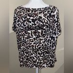 CAbi Women's Size M Leopard Crop Tee #3414 Roll Cuff Tee Boxy Shirt Soft Stretch Photo 4