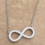 Rhodium Plated CZ Infinity Necklace 18 Inches Silver Photo 0