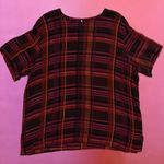 Vintage 80s Brown, Pink, and Orange Plaid Short Photo 0