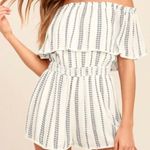 Lulus See Ya White Print Off The Shoulder Romper Photo 0