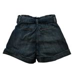 EXPRESS Super High Rise Paper Waist Bag Shortie, Dark Wash, Sz 4 Photo 1