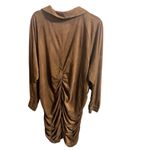 Torrid Dress Womens 4X Brown Long Sleeve Button Down Ruched Collared Mini Photo 2