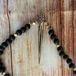 EXPRESS Black Beaded Gold Horn Long Necklace Photo 2