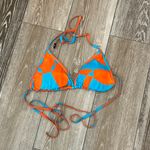 Fabletics Swimwear Sz L Bikini Top In Orange & Blue Adorable! Photo 1