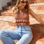 VICI Cotton Knit Tiered Top- Terracotta Photo 5