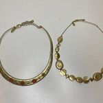 Chico's TWO Light Gold Tone Short Necklaces Costume Jewelry Bundle Chico’s & Lia Sophia Photo 0