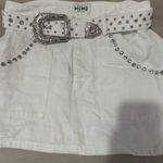 Show Me Your Mumu  Denim Skirt White Rhinestone Photo 1