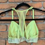 PINK - Victoria's Secret  Floral Print Bralette Racerback Logo Band Neon Yellow  XS Photo 1