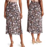 T Tahari NEW  A-Line Skirt Black/Rust Floral Print Side Split Size 2 Modest Fairy Photo 14