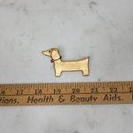Vintage Dachshund Pin 3" Gold Tone Handmade Wiener Dog Brooch‎ Lapel Stick Photo 5